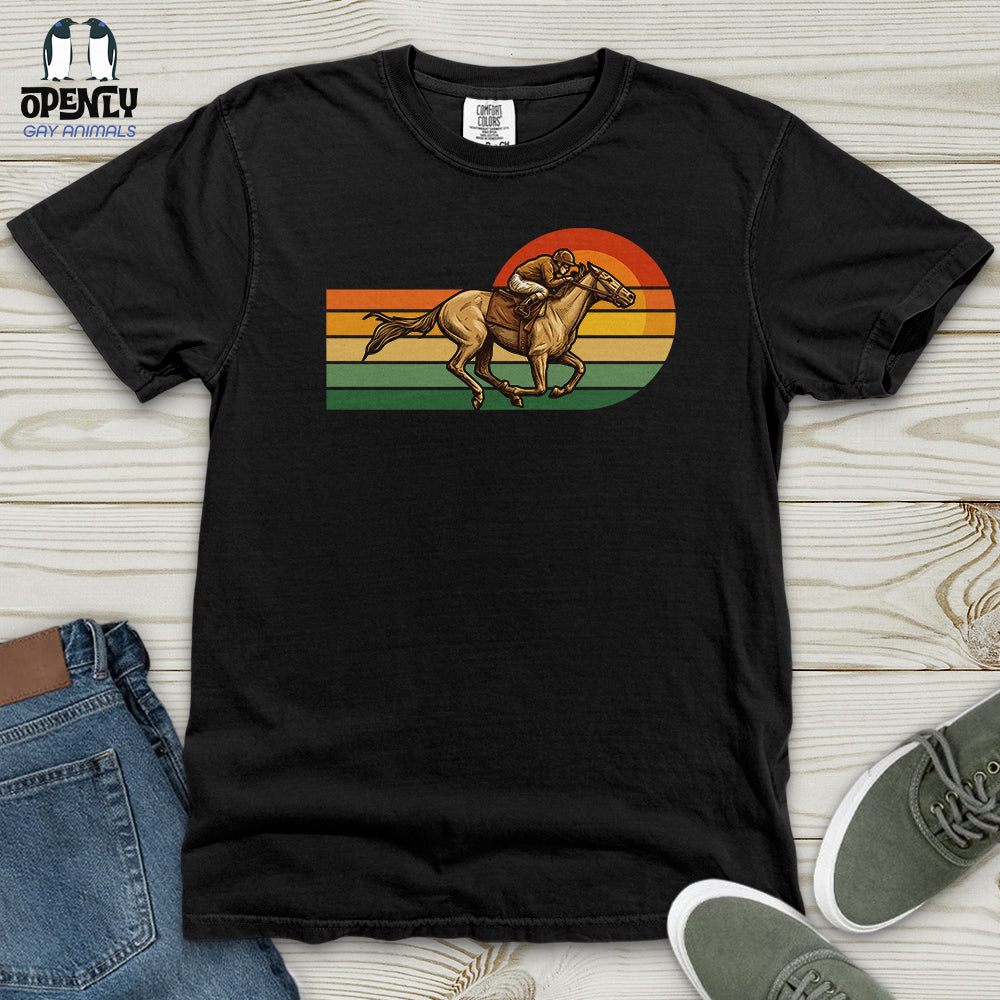 Horse Racing Retro Sunset Heavy Cotton Comfort Colors Tee