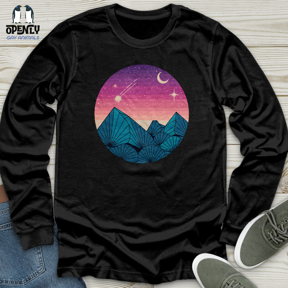 Geometric Mountain Landscape Unisex Long Sleeve Tee