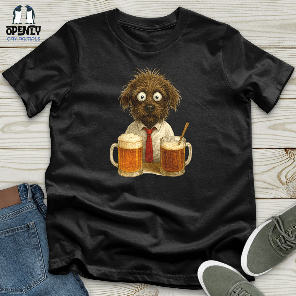 Comics Dog Drinking Beer Softstyle Tee