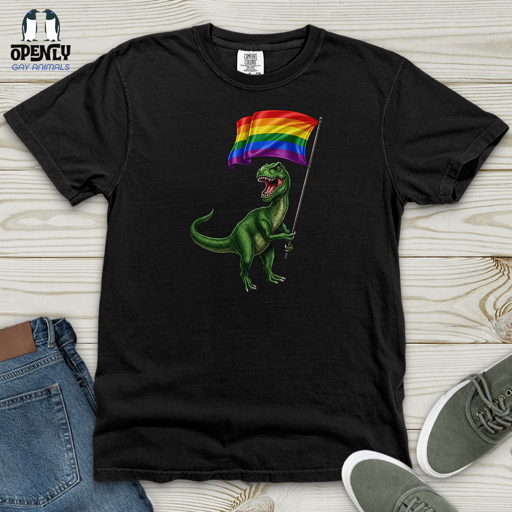 Dinosaur With Flag Heavy Cotton Comfort Colors Tee