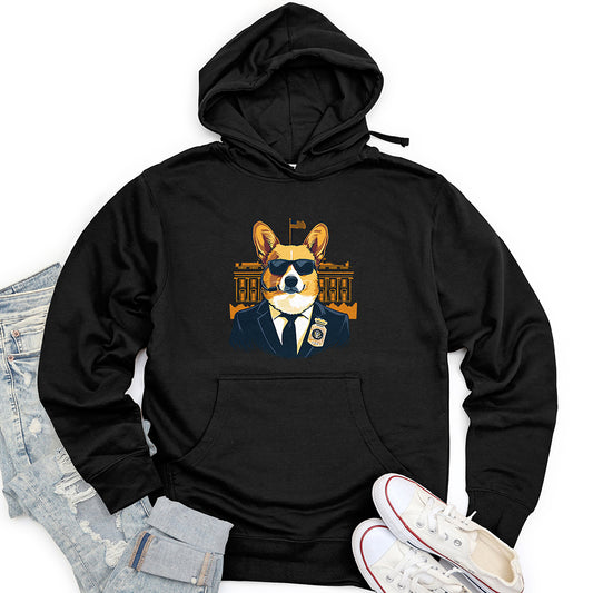 Corgi Secret Service Unisex Midweight Hoodie