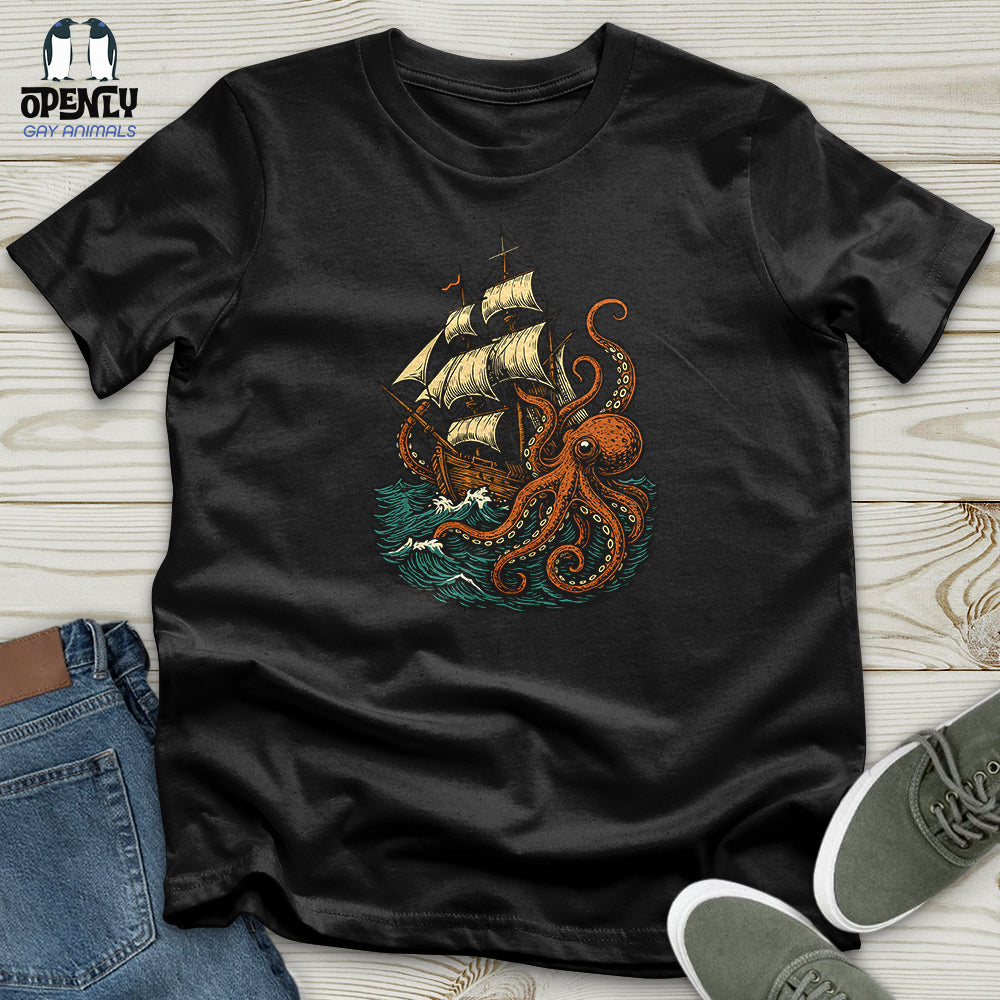 Octopus Attack Pirate Ship Softstyle Tee