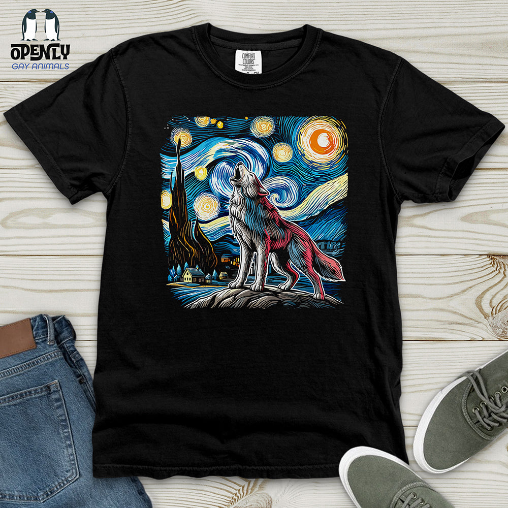 Wolf Starry Night Heavy Cotton Comfort Colors Tee