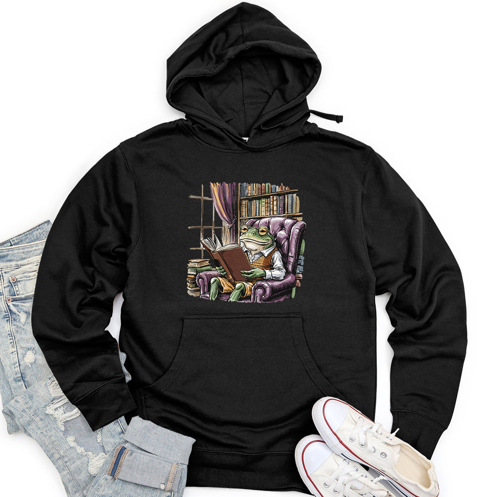 Frog Reading Book Unisex Midweight Hoodie