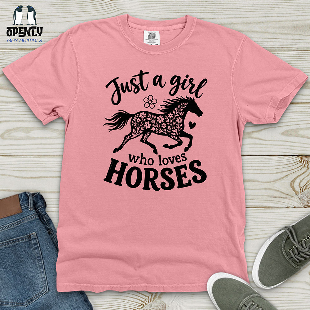 Floral Horse Silhouette Heavy Cotton Comfort Colors Tee