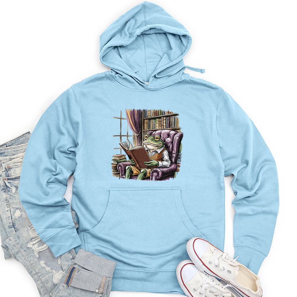 Frog Reading Book Unisex Midweight Hoodie