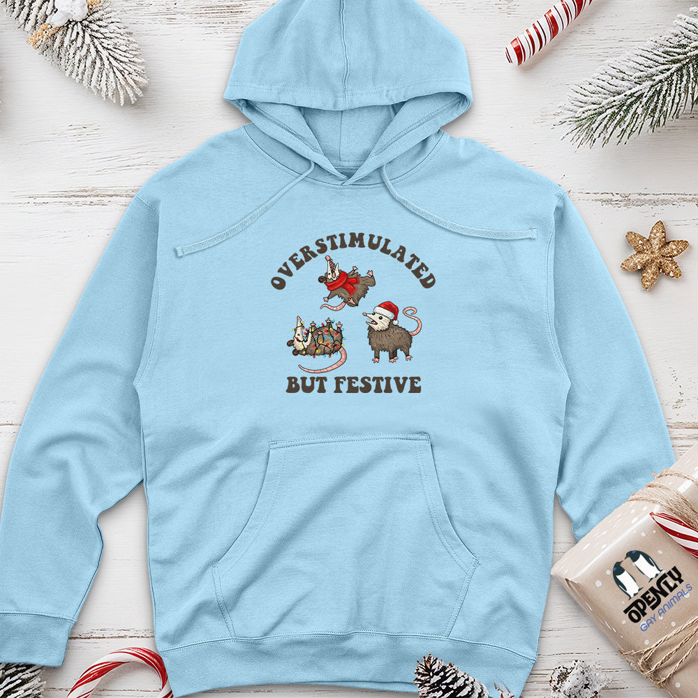 Overstimulated but Festive Unisex Midweight Hoodie