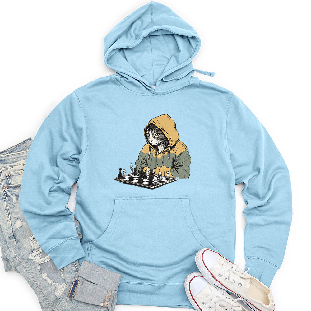 Cat Playing Chess Unisex Midweight Hoodie