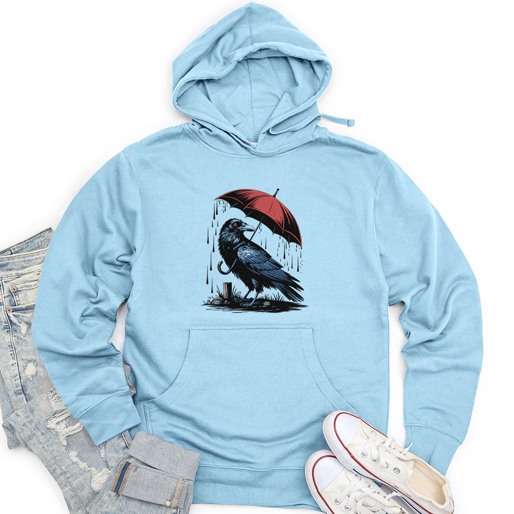 Raven in Rain Unisex Midweight Hoodie