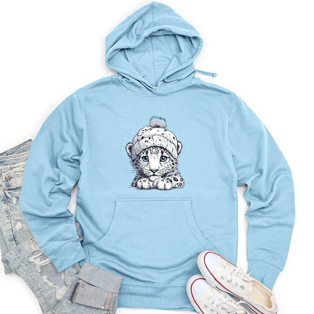 Snow Leopard Warmth Unisex Midweight Hoodie