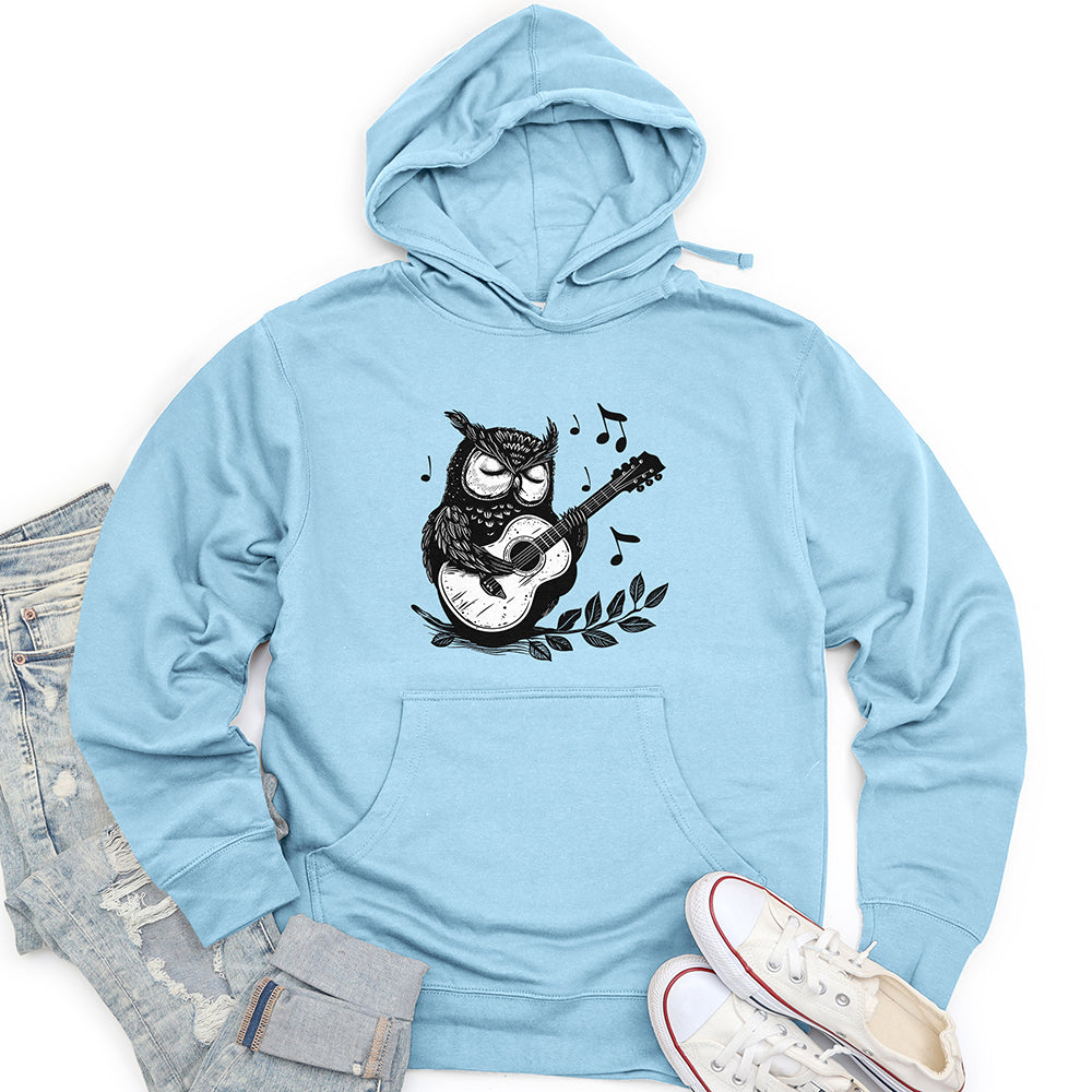 Owl Guitar Serenade Unisex Midweight Hoodie