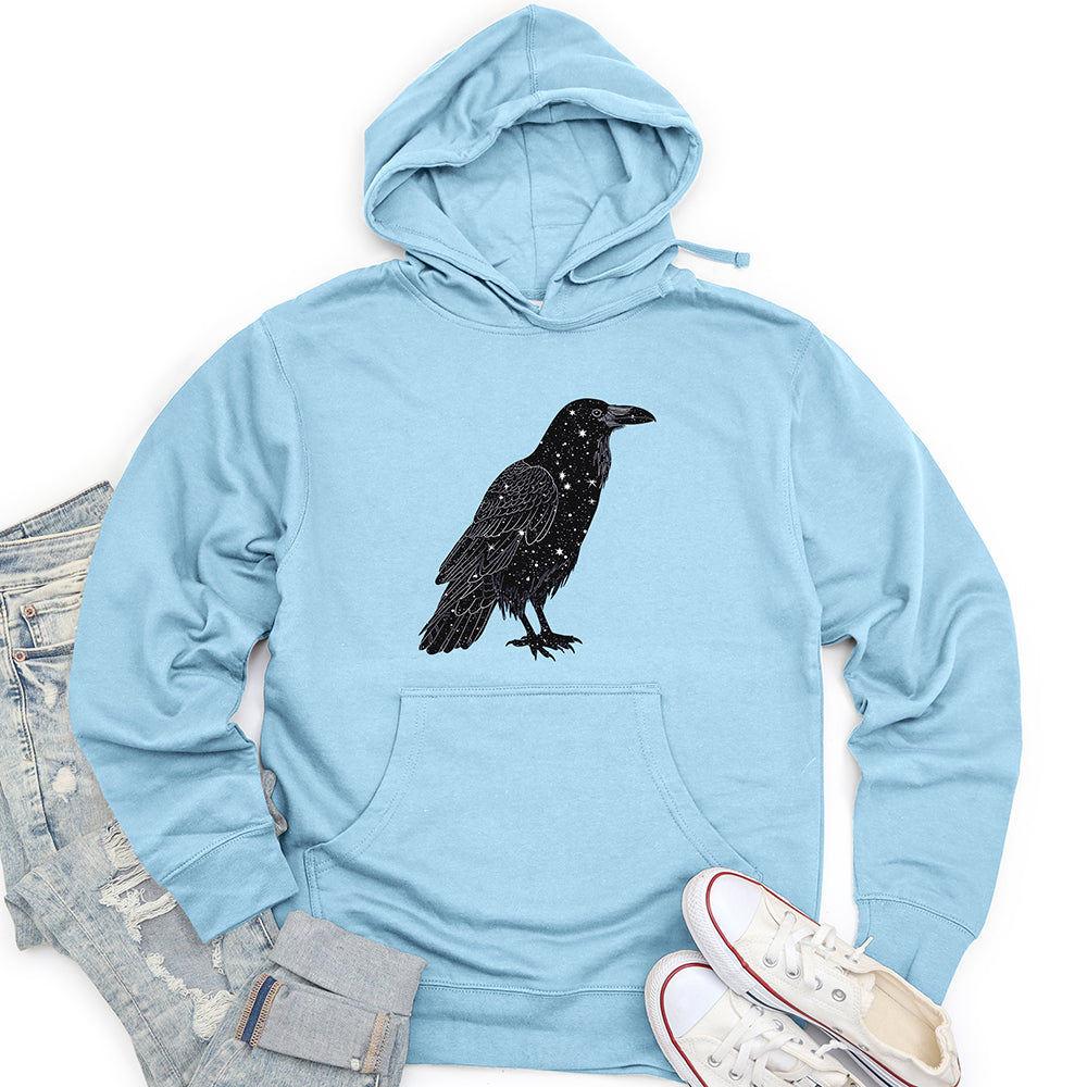 Celestial Raven Silhouette Unisex Midweight Hoodie