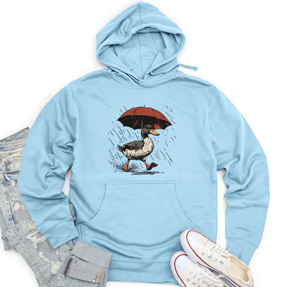 Duck Running Holding Umbrella Unisex Midweight Hoodie