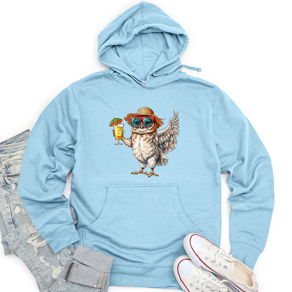 Owl Beach Vacation Unisex Midweight Hoodie