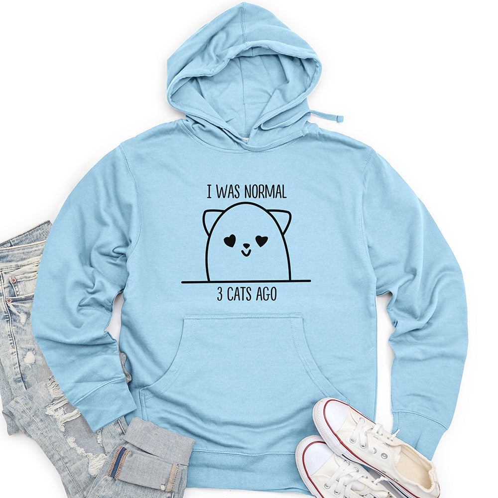 I Was Normal 3 Cats Ago Unisex Midweight Hoodie