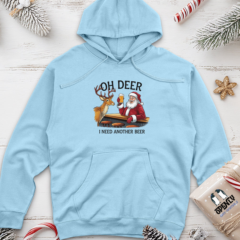 Oh Deer I Need Another Beer Unisex Midweight Hoodie