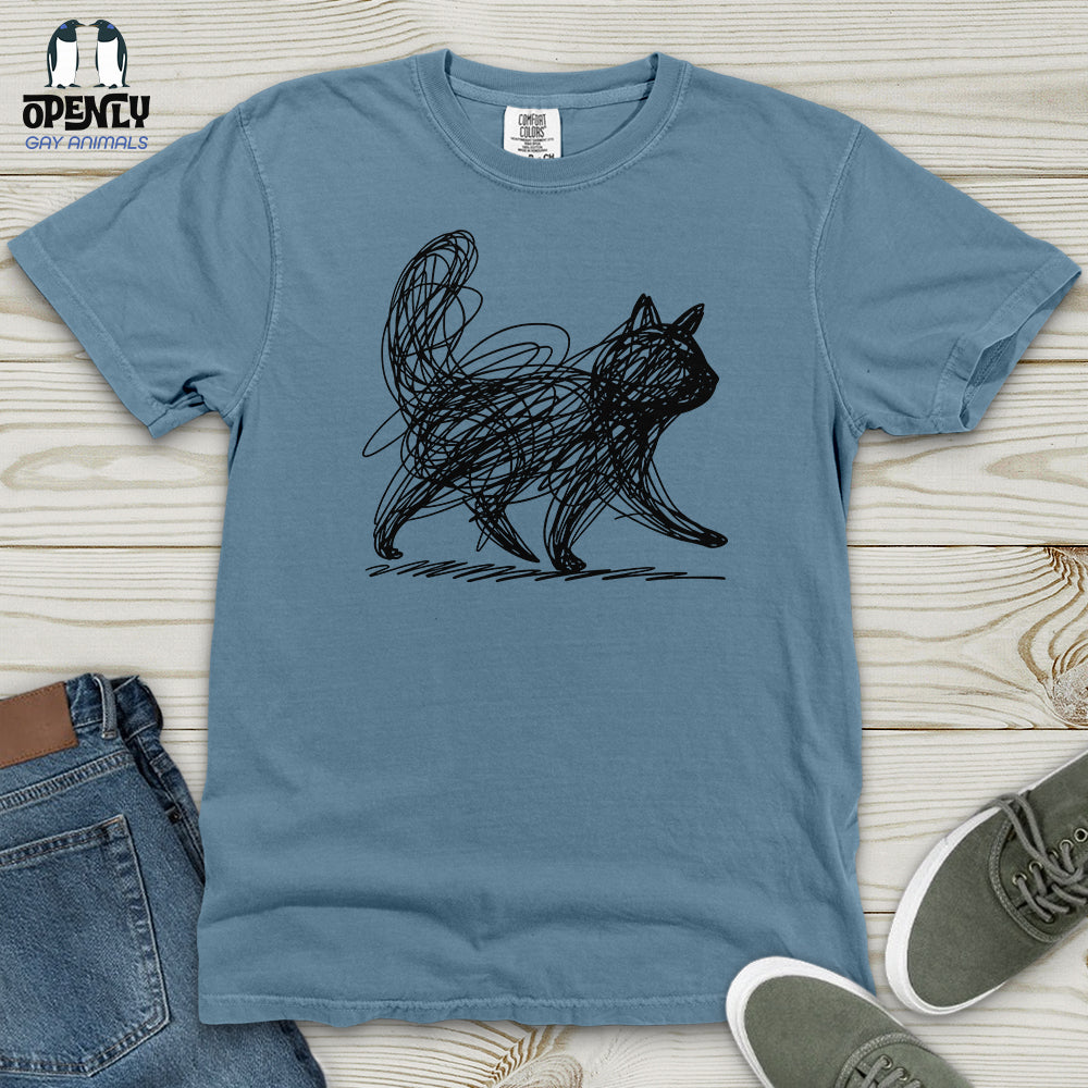 Scribble Cat Heavy Cotton Comfort Colors Tee