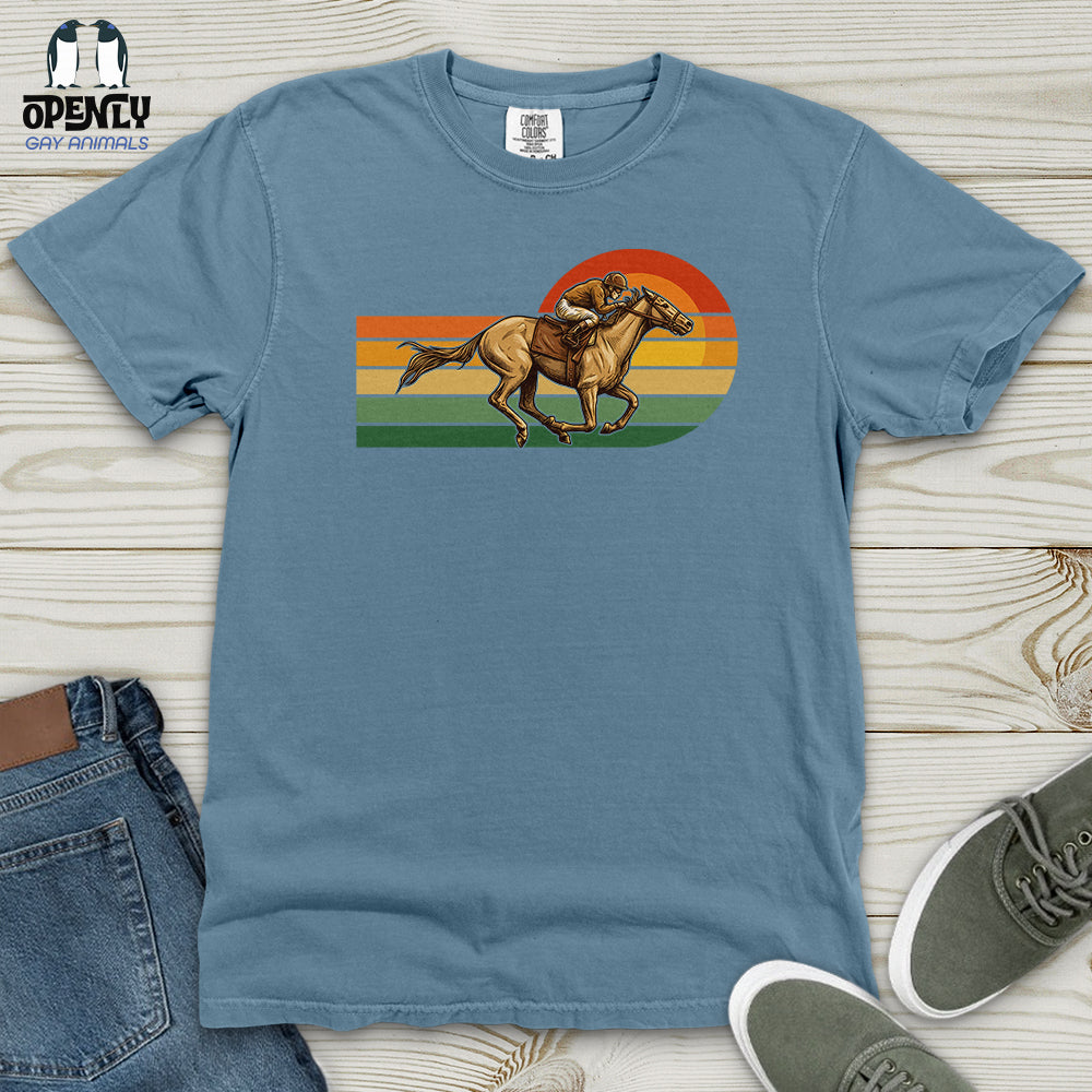 Horse Racing Retro Sunset Heavy Cotton Comfort Colors Tee