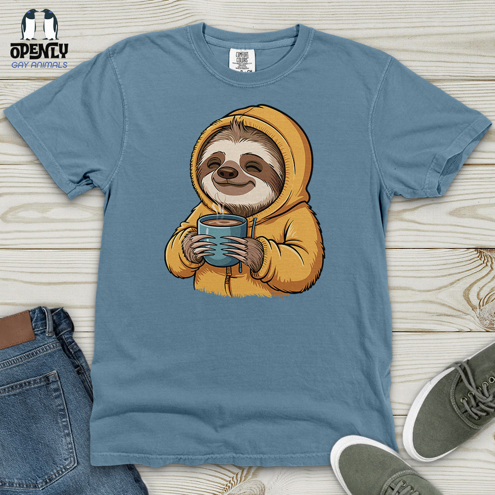 Sloth With Coffee Heavy Cotton Comfort Colors Tee