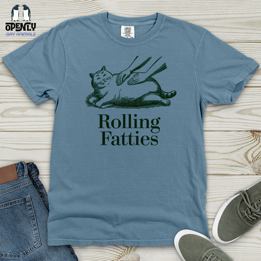 Funny Cat Rolling Fatties Cat Heavy Cotton Comfort Colors Tee