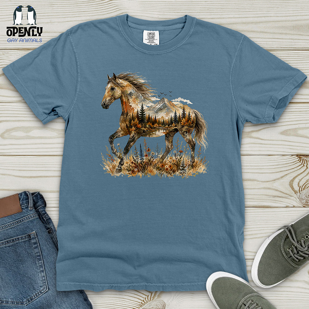 Horse in Mountain Forest Heavy Cotton Comfort Colors Tee