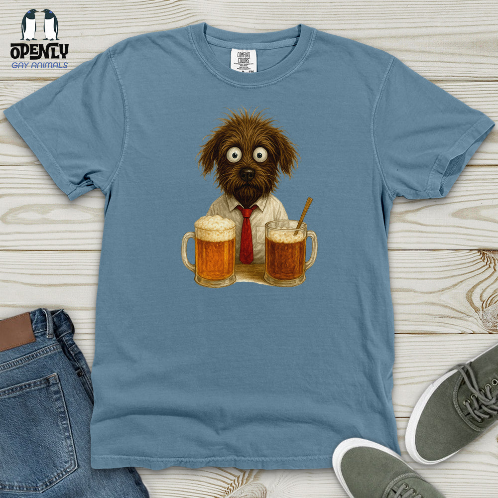 Comics Dog Drinking Beer Heavy Cotton Comfort Colors Tee