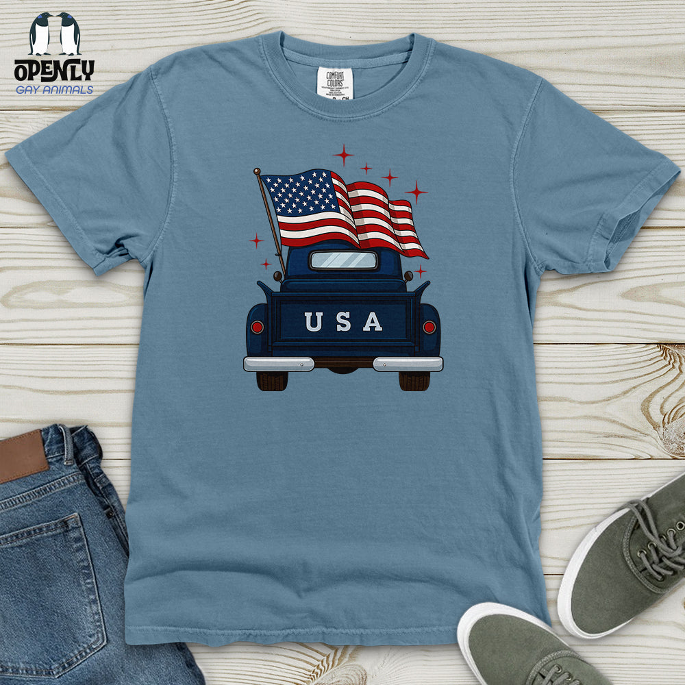 Happy Memorial Day Farm Truck Heavy Cotton Comfort Colors Tee