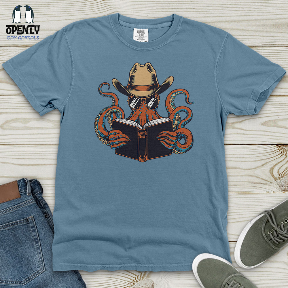 Octopus Reading Book Heavy Cotton Comfort Colors Tee