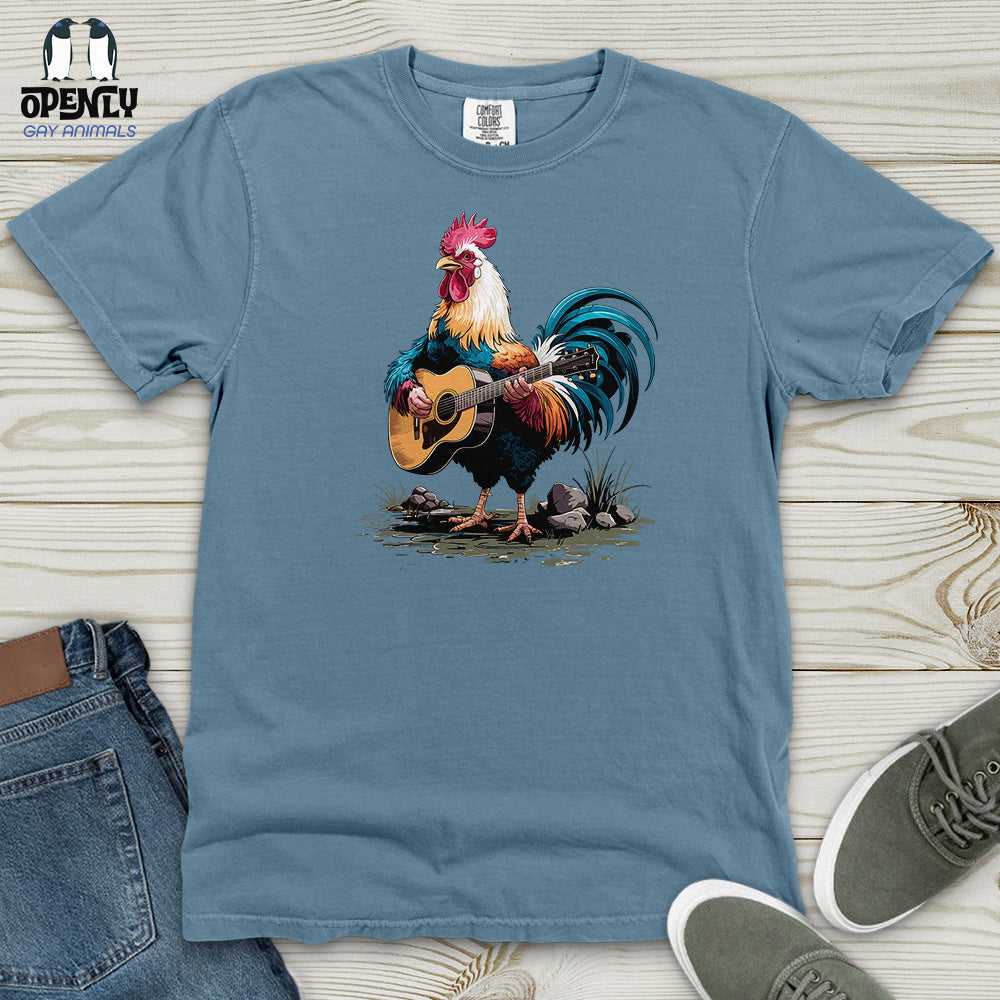 Rooster Playing Gutter Heavy Cotton Comfort Colors Tee