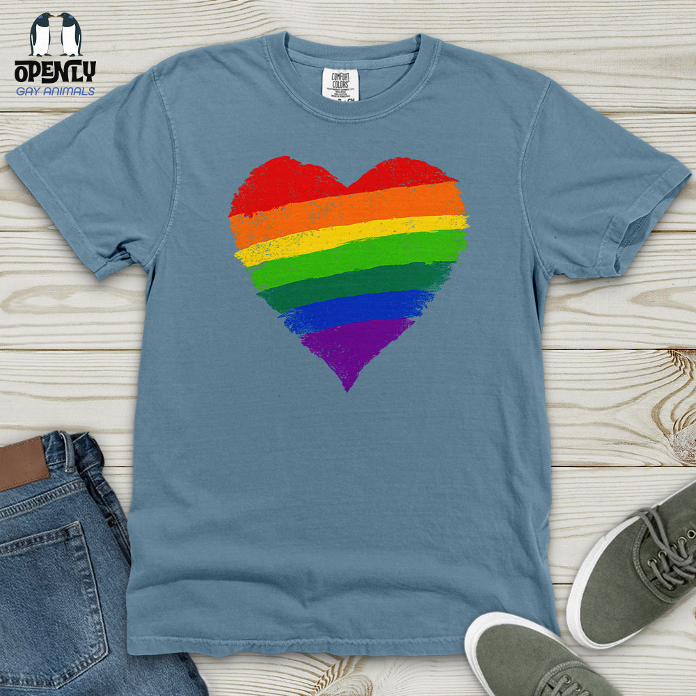 Rainbow Heart Lgbt Ally Heavy Cotton Comfort Colors Tee