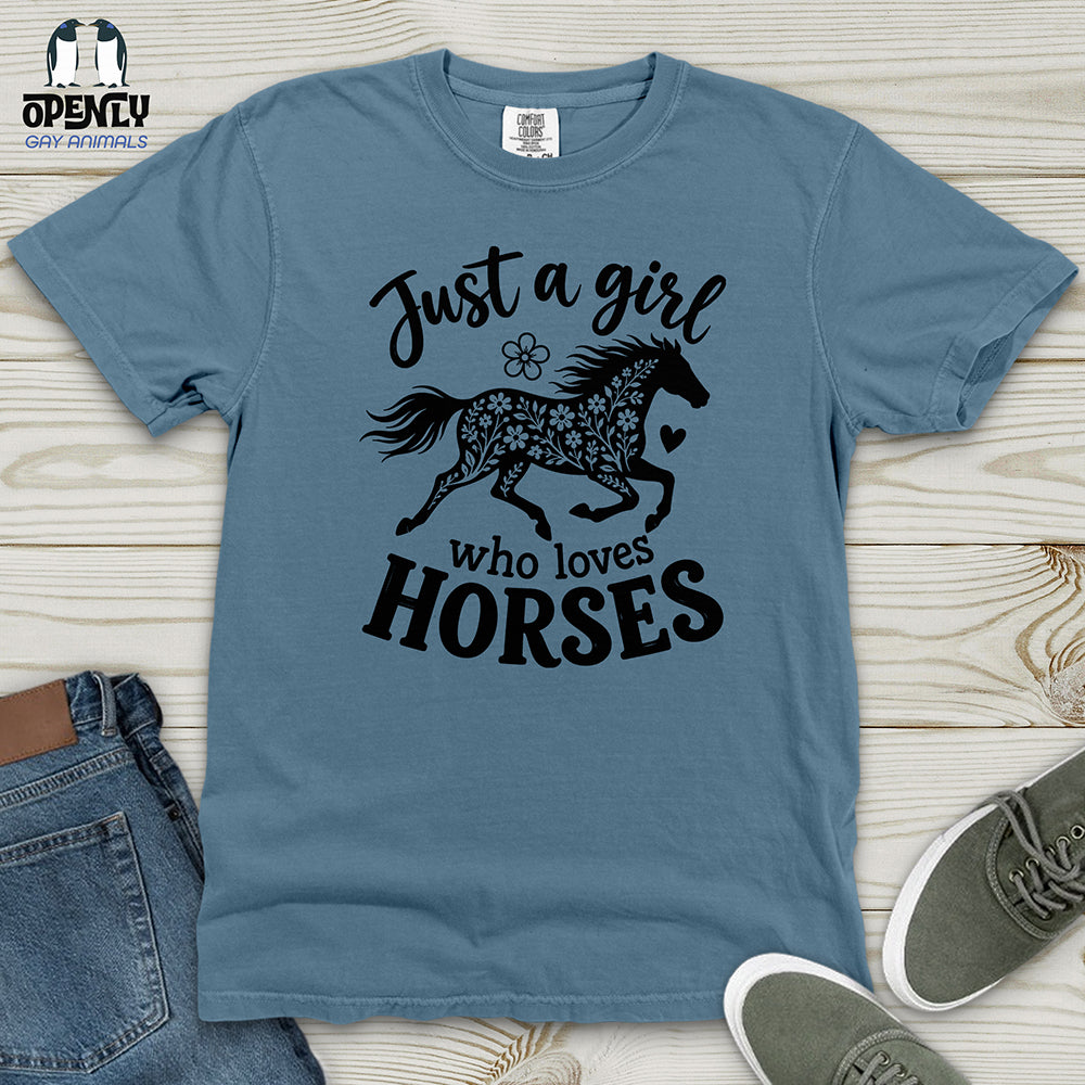 Floral Horse Silhouette Heavy Cotton Comfort Colors Tee