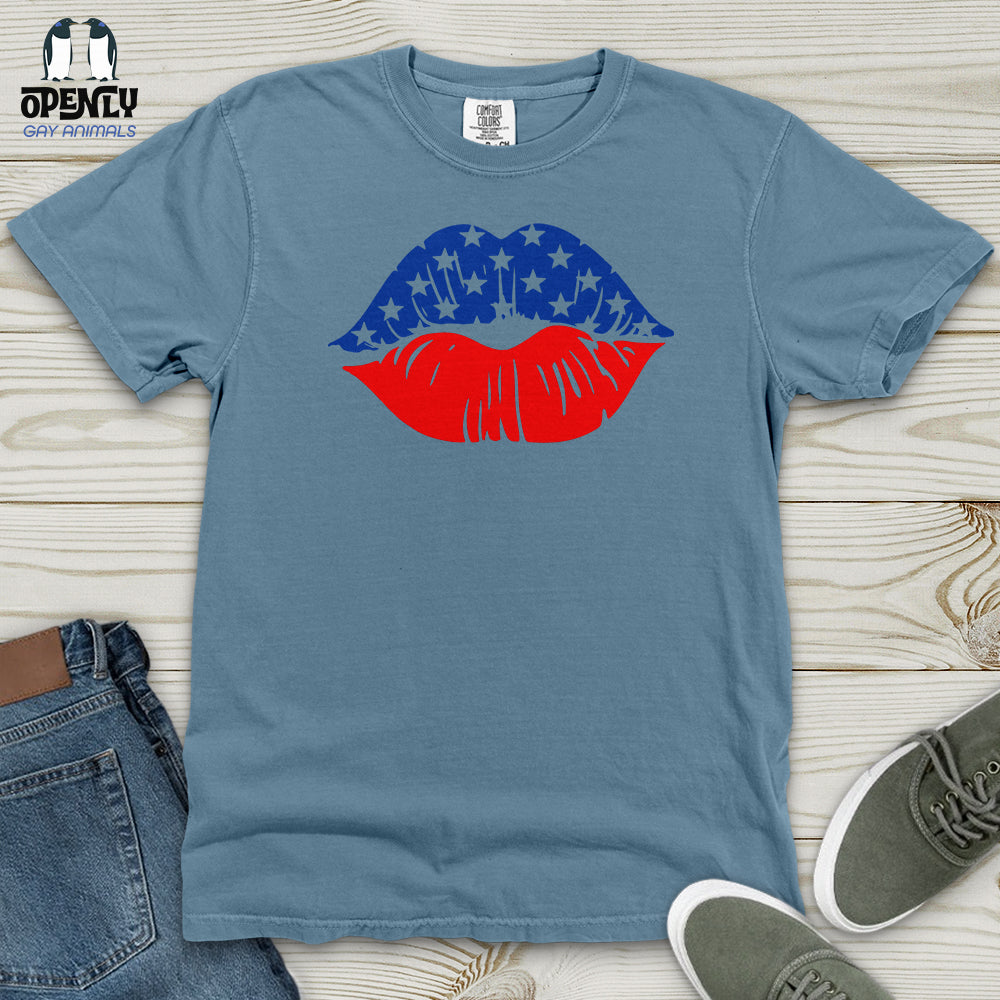 USA Flag Lips Heavy Cotton Comfort Colors Tee