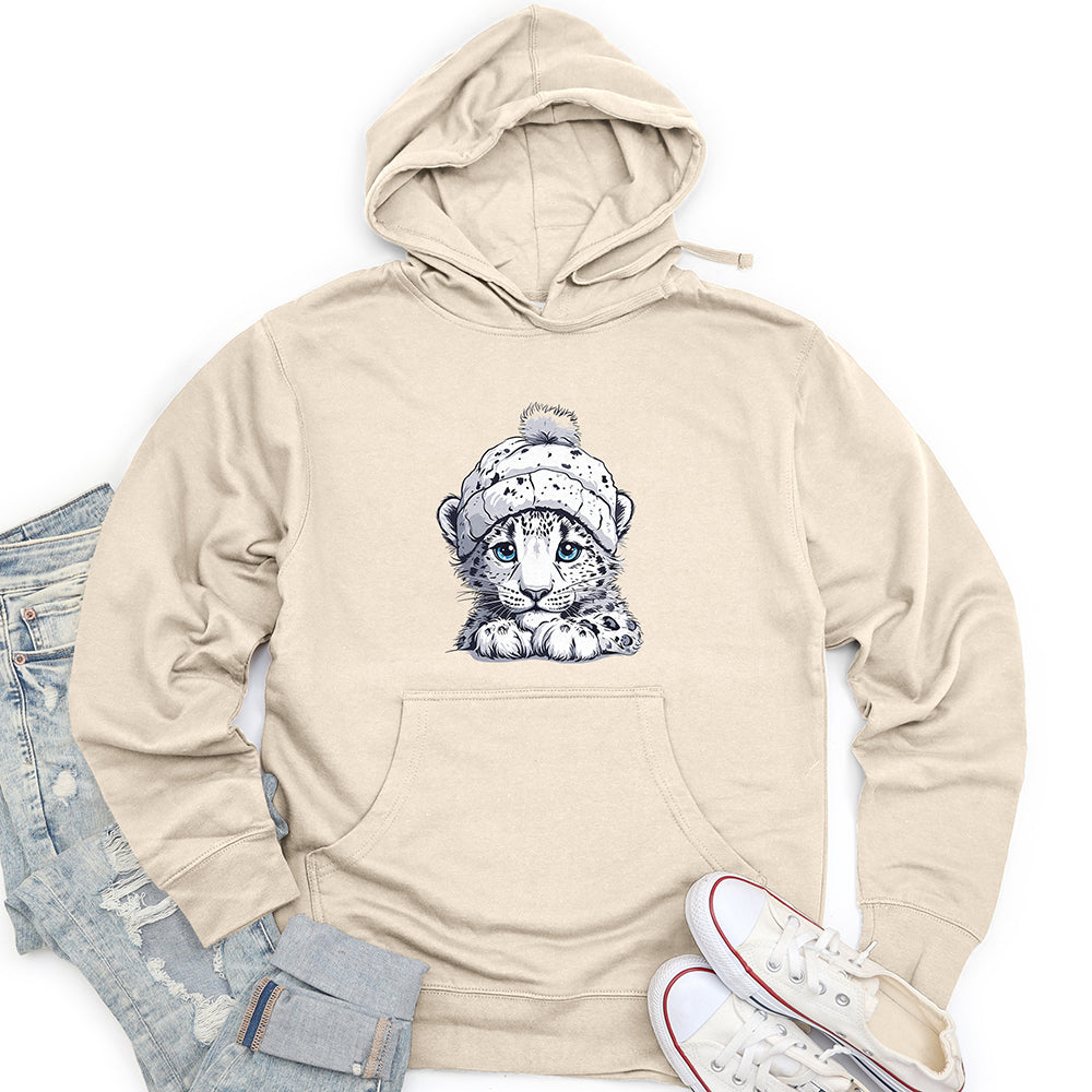 Snow Leopard Warmth Unisex Midweight Hoodie