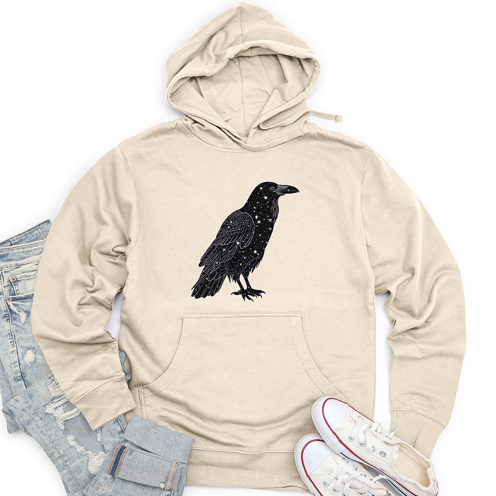 Celestial Raven Silhouette Unisex Midweight Hoodie