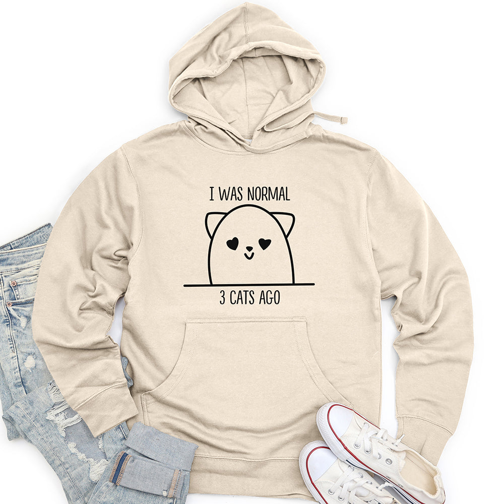 I Was Normal 3 Cats Ago Unisex Midweight Hoodie