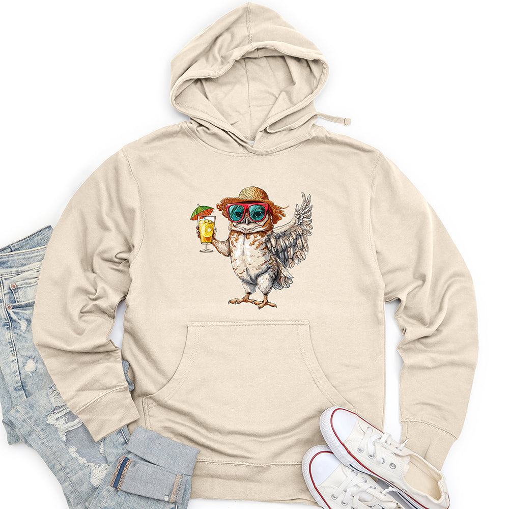 Owl Beach Vacation Unisex Midweight Hoodie