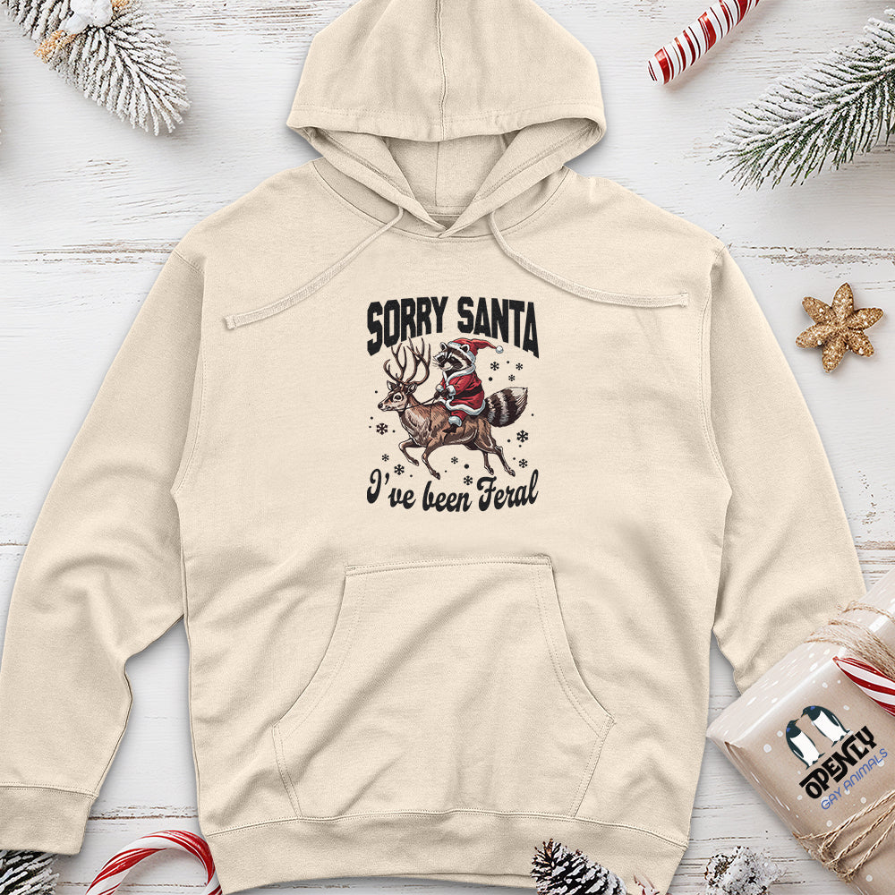 Sorry Santa I've Been Feral Unisex Midweight Hoodie