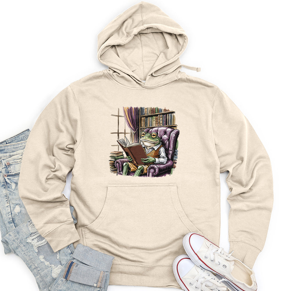 Frog Reading Book Unisex Midweight Hoodie