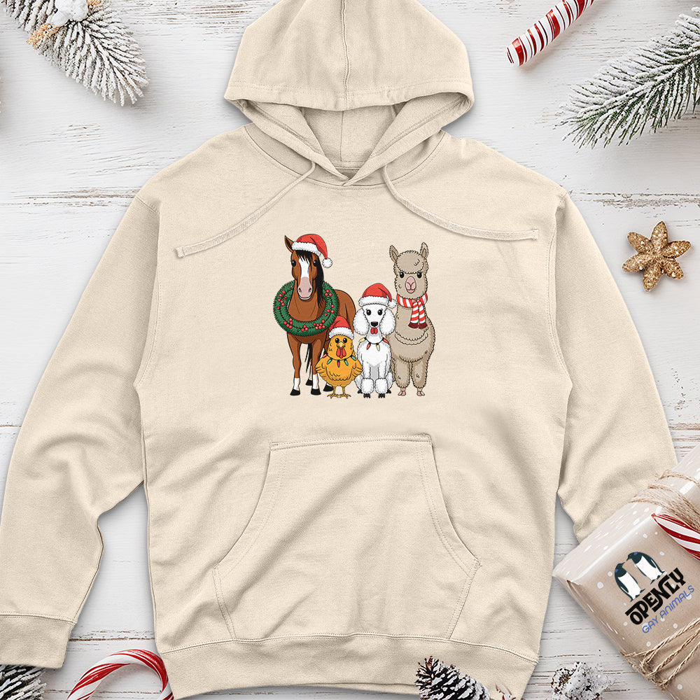 Christmas Animal Unisex Midweight Hoodie
