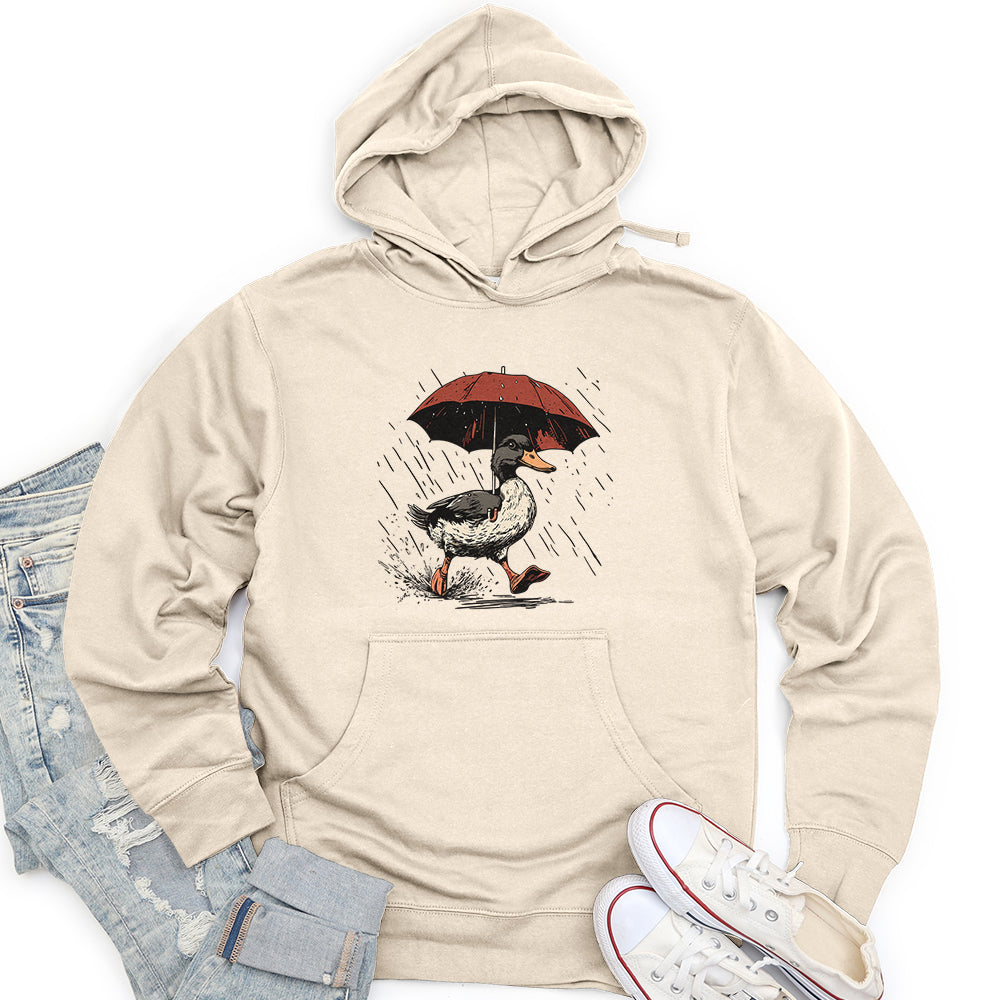 Duck Running Holding Umbrella Unisex Midweight Hoodie