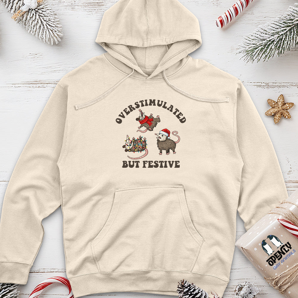 Overstimulated but Festive Unisex Midweight Hoodie