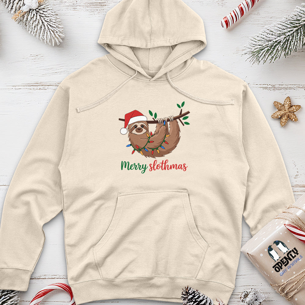 Merry Slothmas Unisex Midweight Hoodie