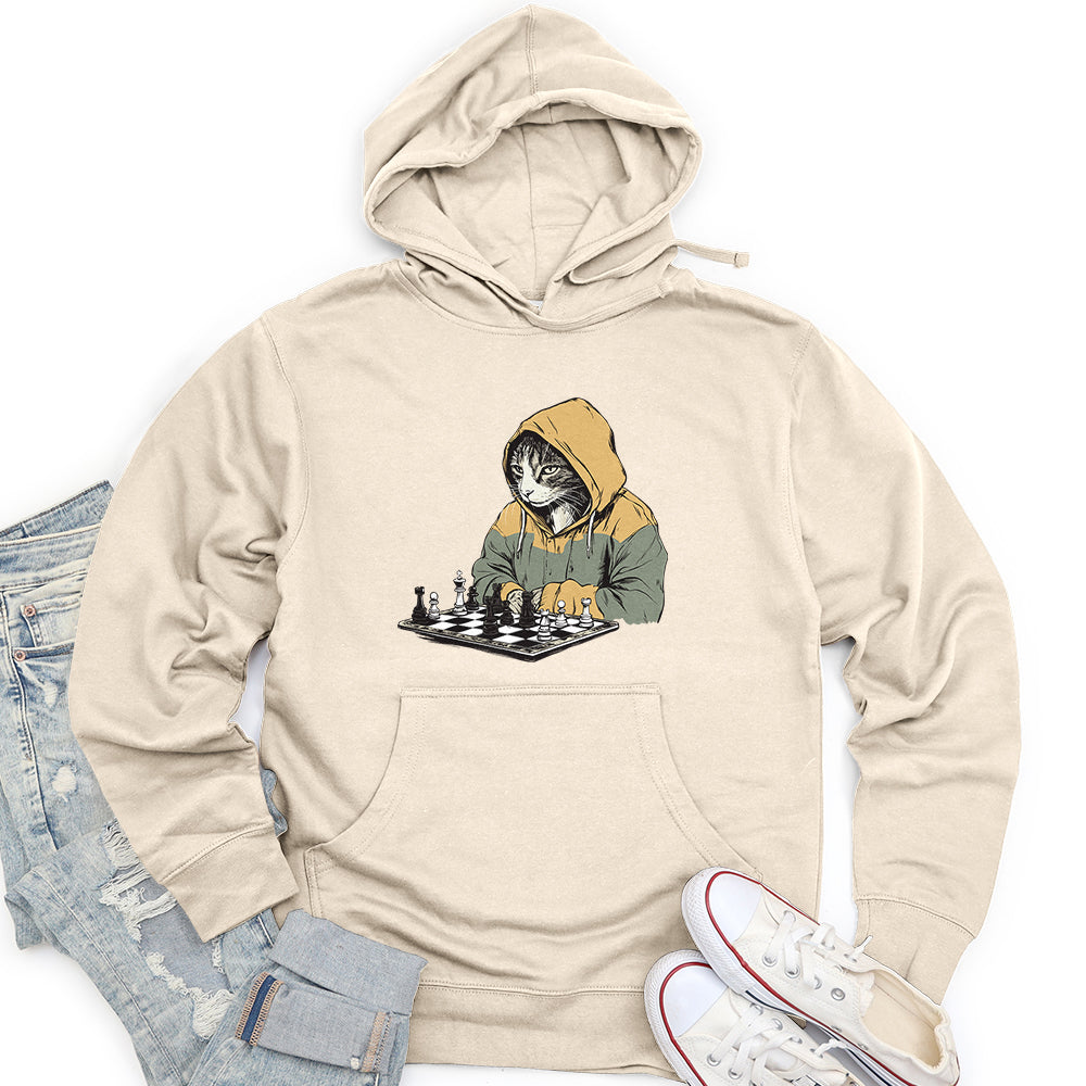 Cat Playing Chess Unisex Midweight Hoodie