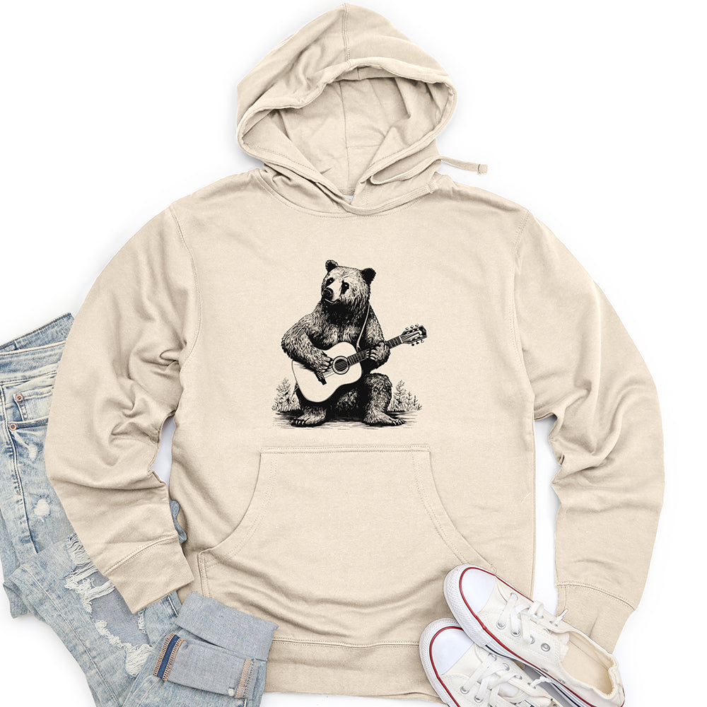 Bear Guitarist Unisex Midweight Hoodie