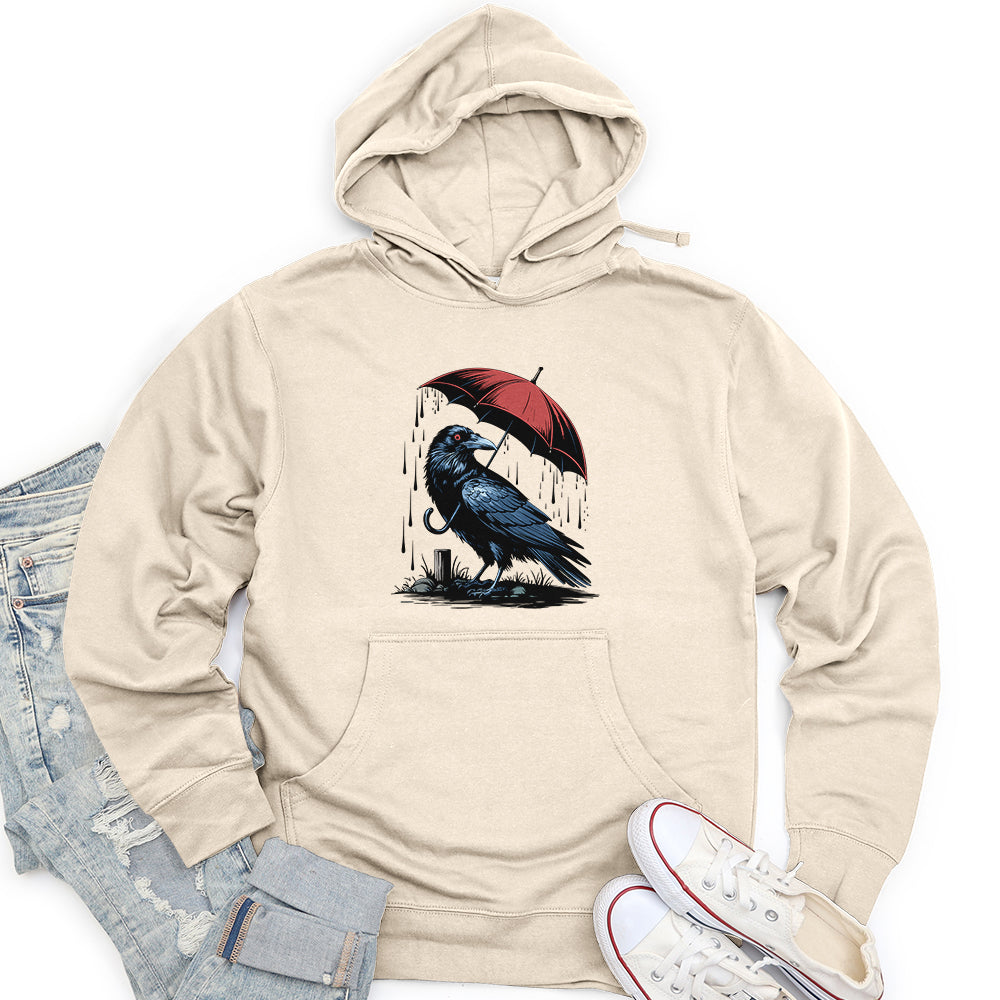 Raven in Rain Unisex Midweight Hoodie