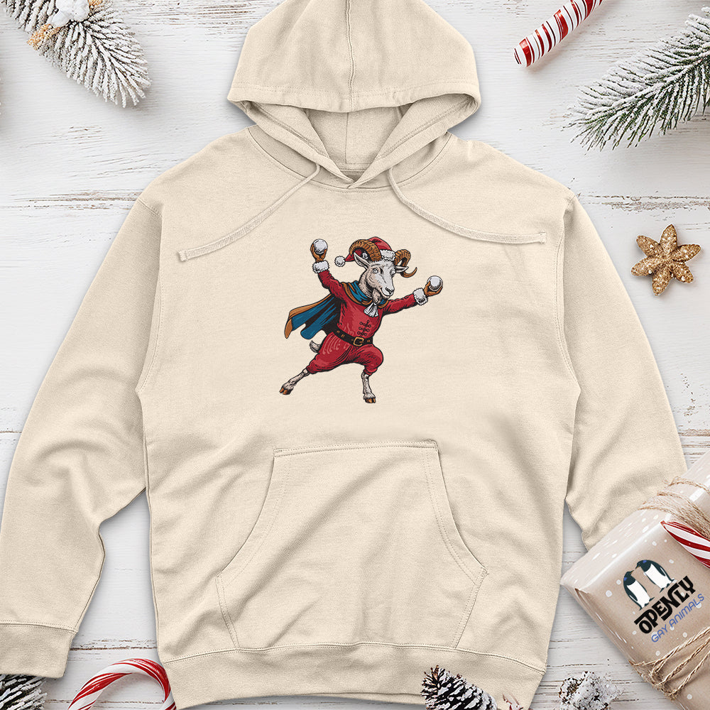 Goat With Snowballs Unisex Midweight Hoodie