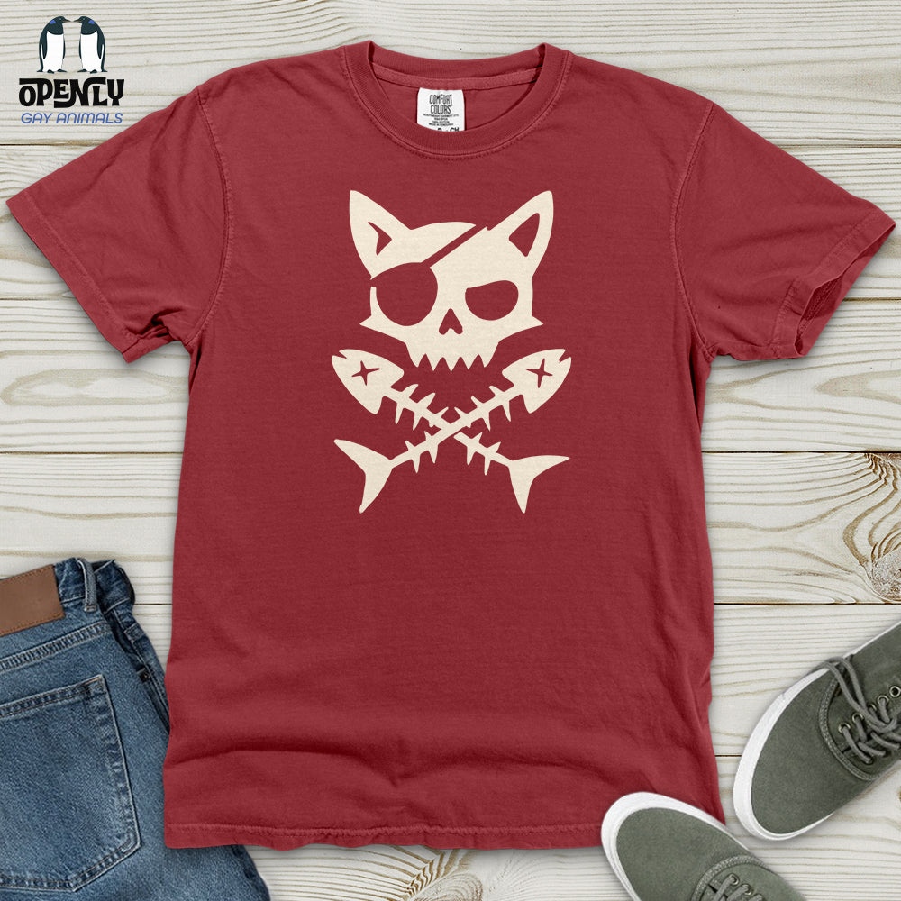 Pirate Cat and Fish Skull Heavy Cotton Comfort Colors Tee