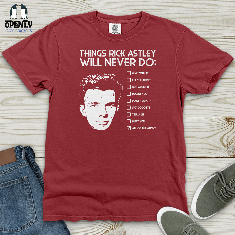 Things Rick Astley Will Never Do Heavy Cotton Comfort Colors Tee
