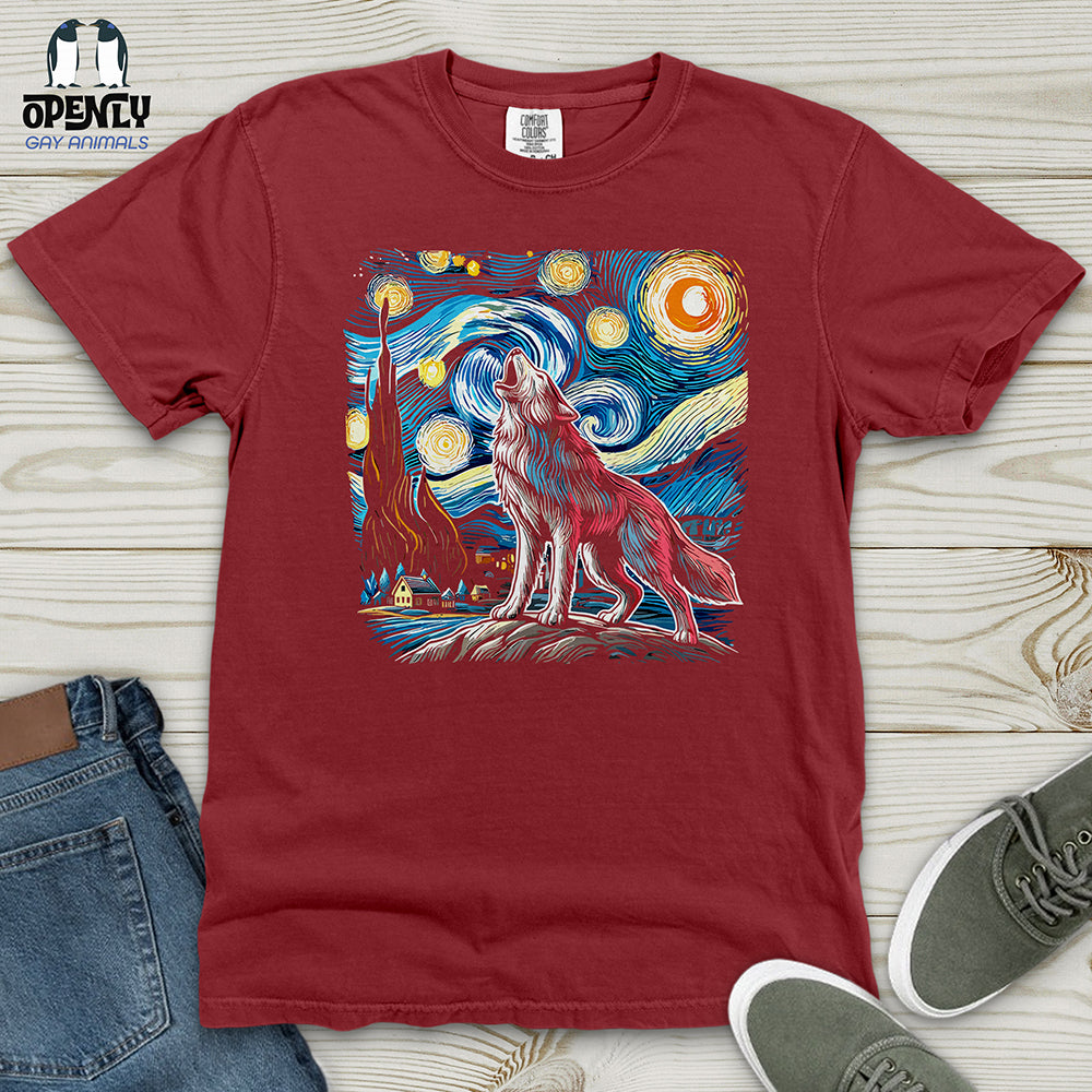 Wolf Starry Night Heavy Cotton Comfort Colors Tee