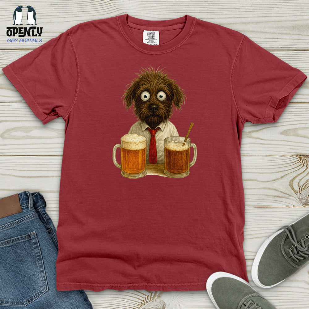 Comics Dog Drinking Beer Heavy Cotton Comfort Colors Tee